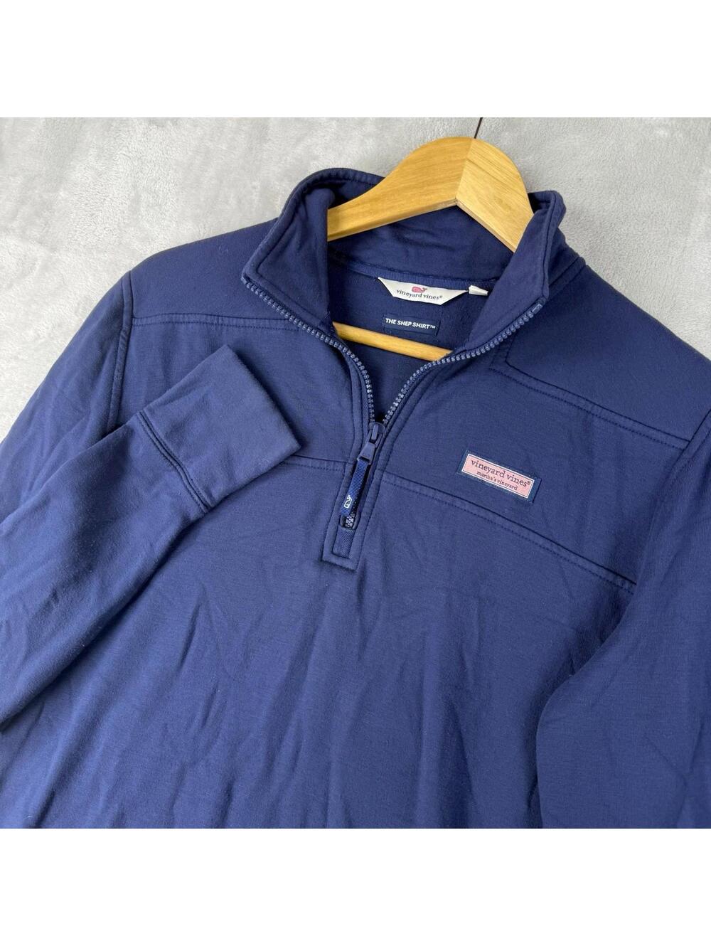 Vineyard Vines The Shep Shirt 1/4 Zip Dark Blue Sweatshirt size S Soft Casual